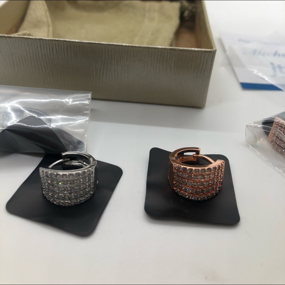 2 Sets of Earrings for Women Silver & Rose Gold